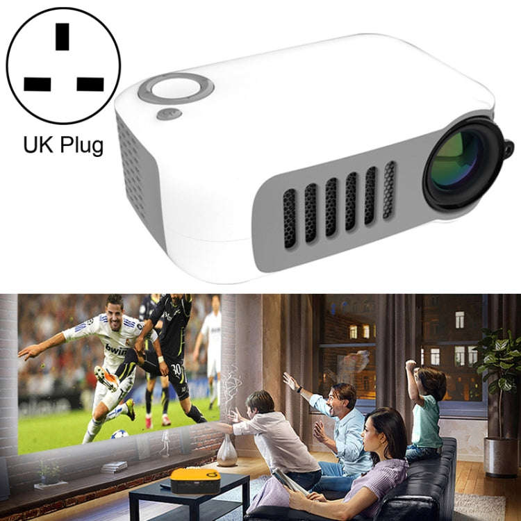 A2000 1080P Mini Portable Smart Projector Children Projector, UK Plug(White Grey)