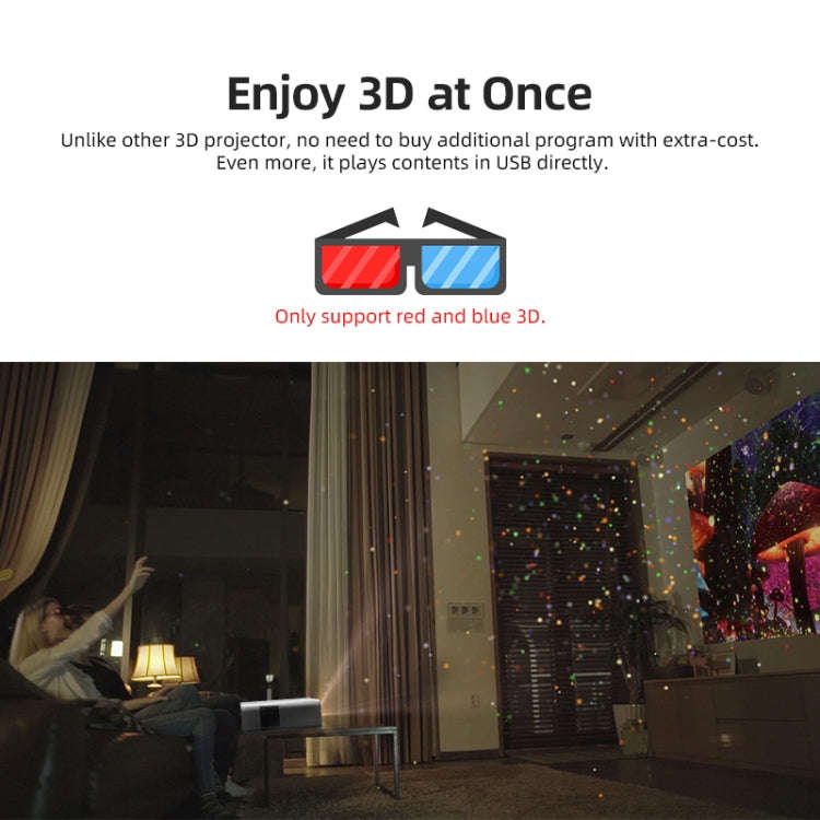 AUN U001 4K 18000 Lumens Portable Home Theater LED HD Digital Projector (US Plug)