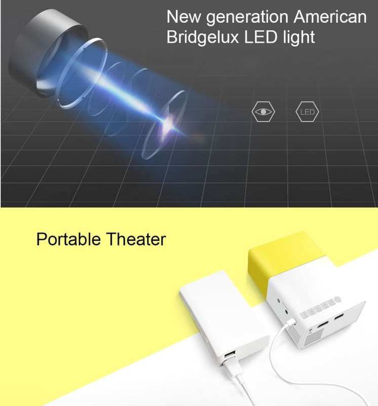 YG-300 0.8-2M 24-60 inches 400-600 Lumens LED Projector HD Home Theater with 3 in 1 Video Convert...
