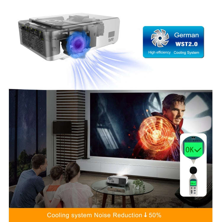 T6 2000ANSI Lumens 1080P LCD Mini Theater Projector, Phone Version, US Plug(Red)