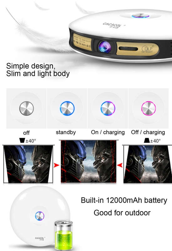 CACACOL ITC-DO8 220LM WiFi Smart 1280*800 DLP DMD LED Portable Projector with Remote Control,  An...