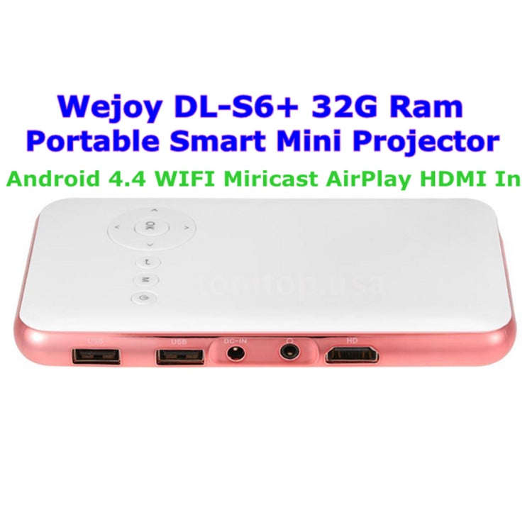 Wejoy DL-S6+ 1000 Lumens 854x480 Smart Mini Projector, RK3128 CPU, 1GB+32GB, Android 4.4, Bluetoo...