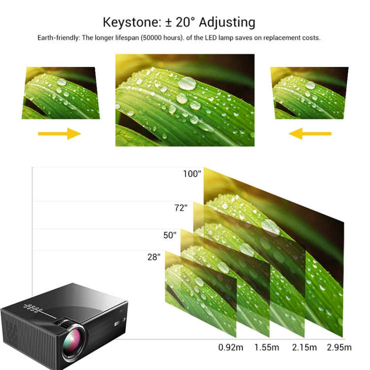 Cheerlux C7 1800 Lumens 800 x 480 720P 1080P HD WiFi Smart Projector, Support HDMI / USB / VGA / ...