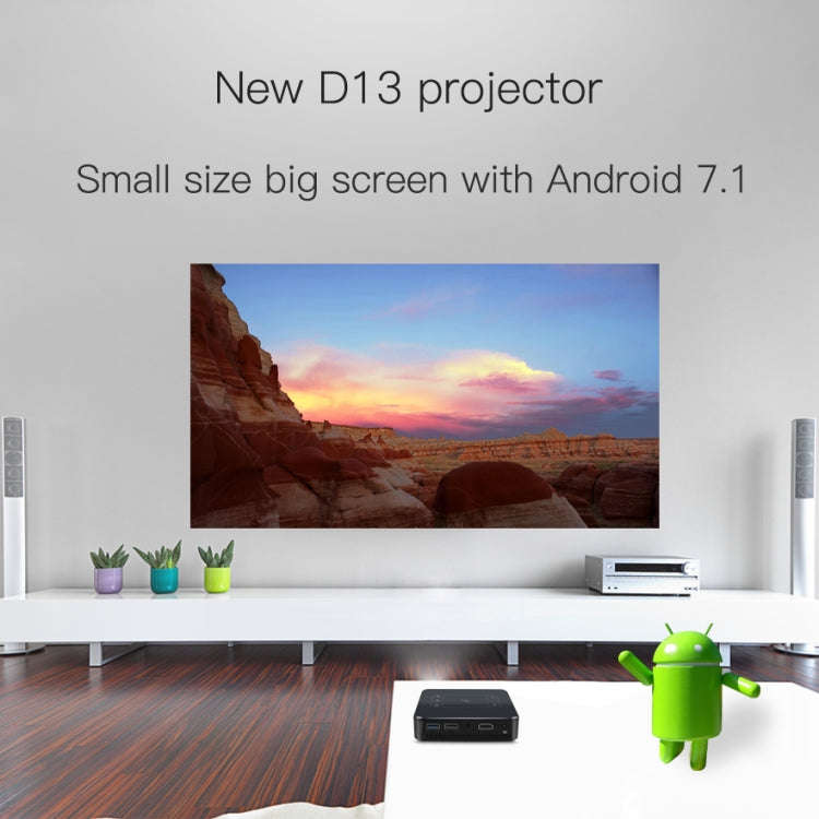 D13 2+16G 854 x 480 Android 7.1.2 Mini Pocket Projector 4K DLP Smart Handheld LED WIFI Home Theat...