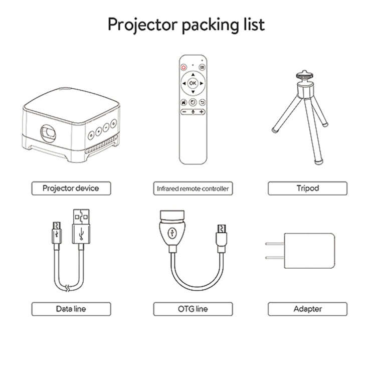 P07-D Mini 50 Lumens Android Home Theater Bluetooth LED Projector with Remote Control, Support Mi...