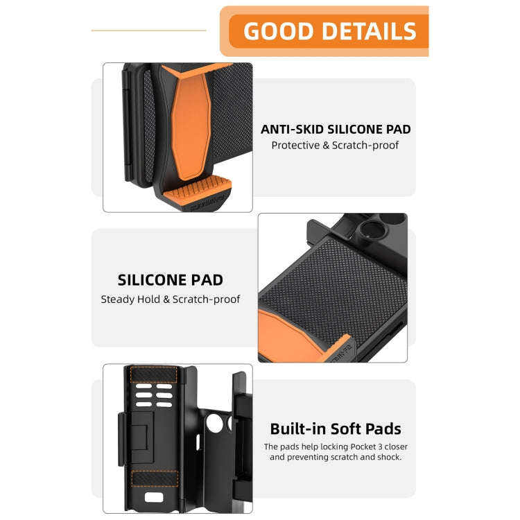 For DJI OSMO Pocket 3 Sunnylife OP3-AD744 Expanded Phone Clamp Holder with Storage Case (Black)