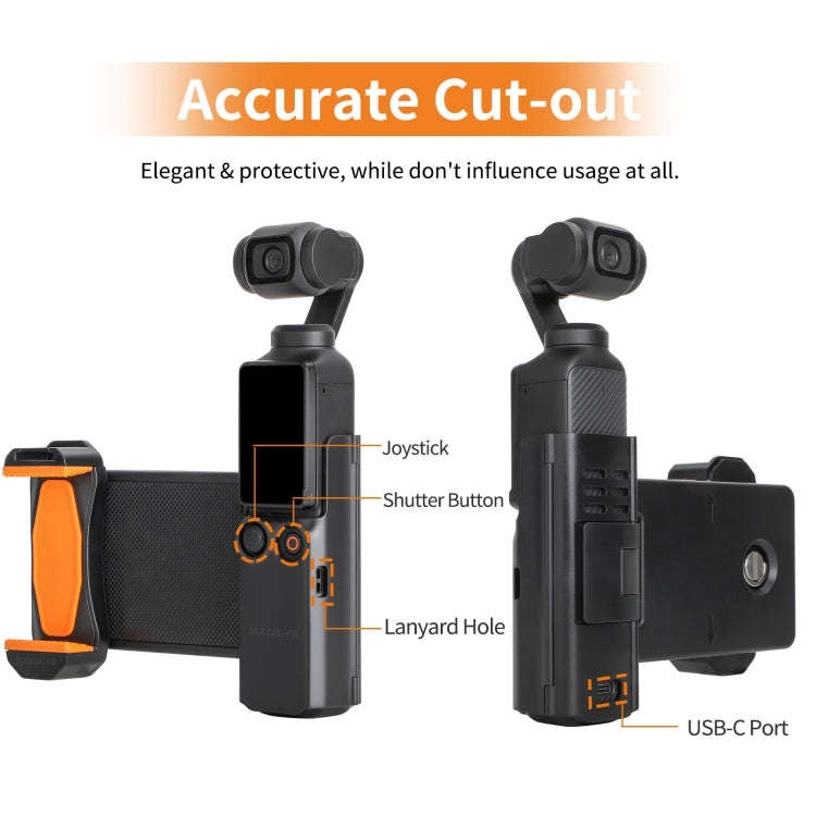 For DJI OSMO Pocket 3 Sunnylife OP3-AD744 Expanded Phone Clamp Holder with Storage Case (Black)