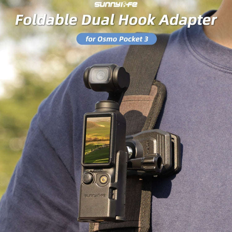 For DJI OSMO Pocket 3 Sunnylife Expansion Adapter Foldable Dual Hooks Adapter Protective Case Bra...