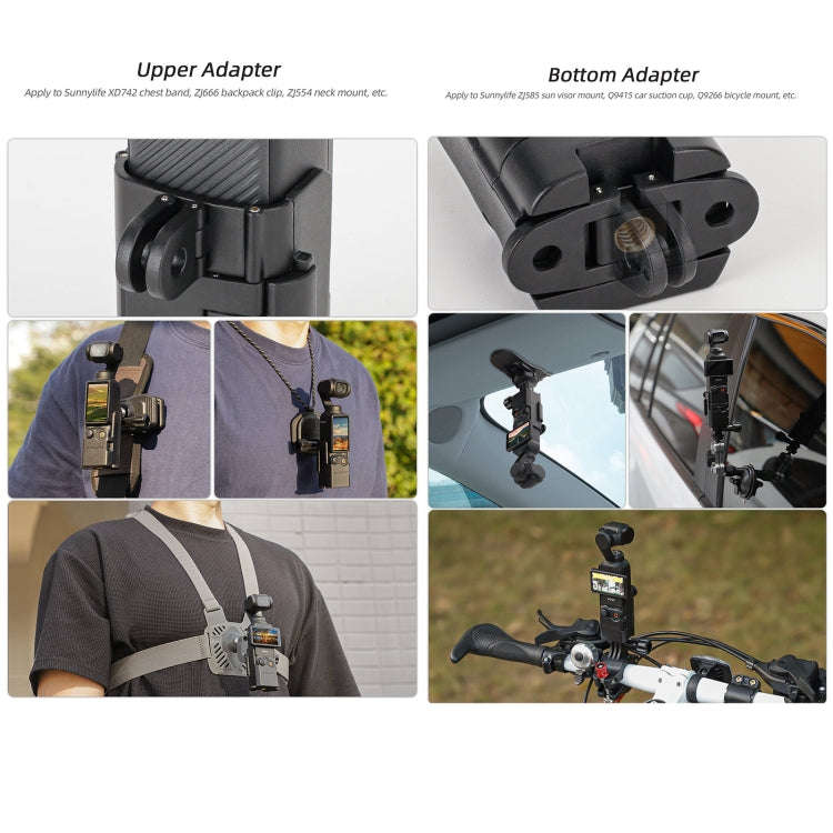 For DJI OSMO Pocket 3 Sunnylife Expansion Adapter Foldable Dual Hooks Adapter Protective Case Bra...