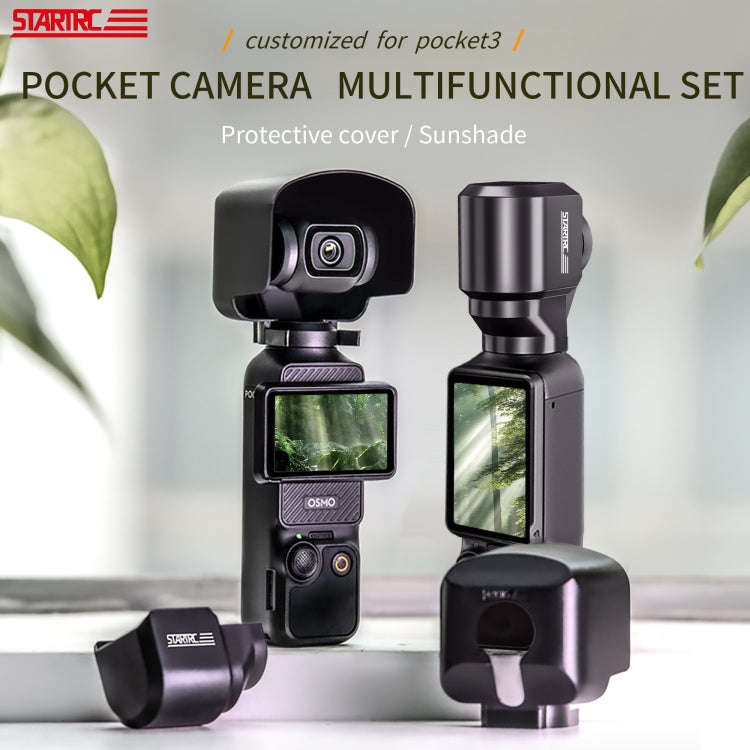 For DJI OSMO Pocket 3 STARTRC 2 in 1 Gimbal Camera Lens Cover Sunshade (Black)