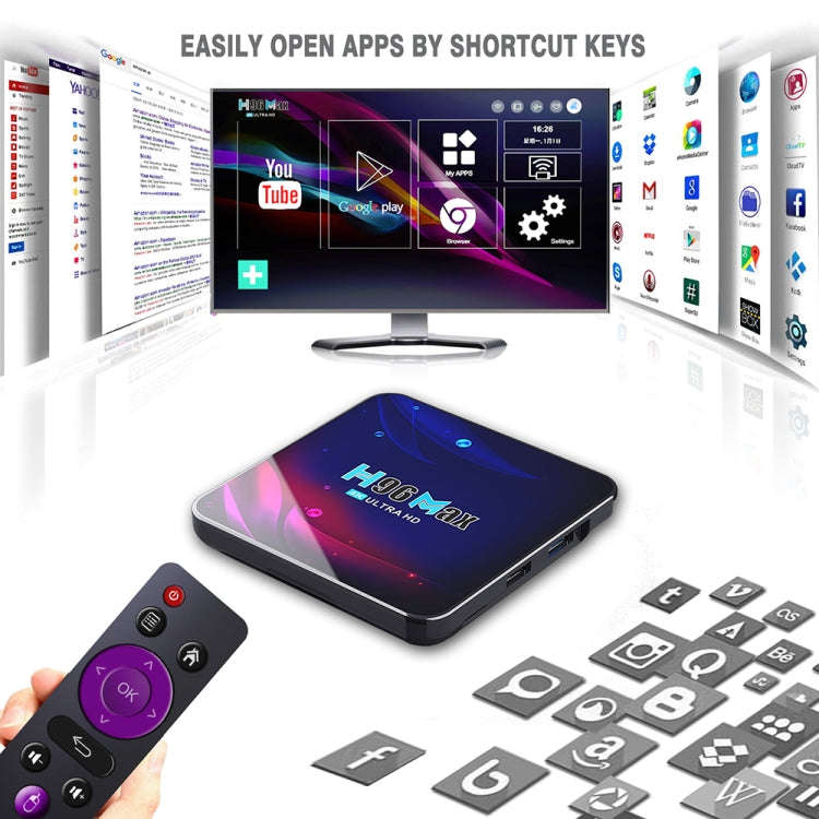 H96 Max V11 4K Smart TV BOX Android 11.0 Media Player with Remote Control, RK3318 Quad-Core 64bit...