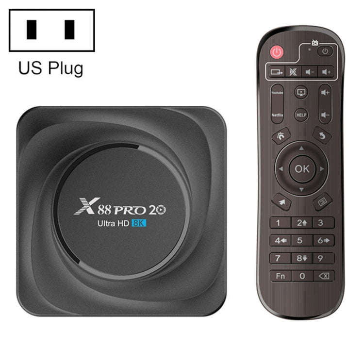 X88 Pro 20 4K Smart TV BOX Android 11.0 Media Player with Infrared Remote Control, RK3566 Quad Co...