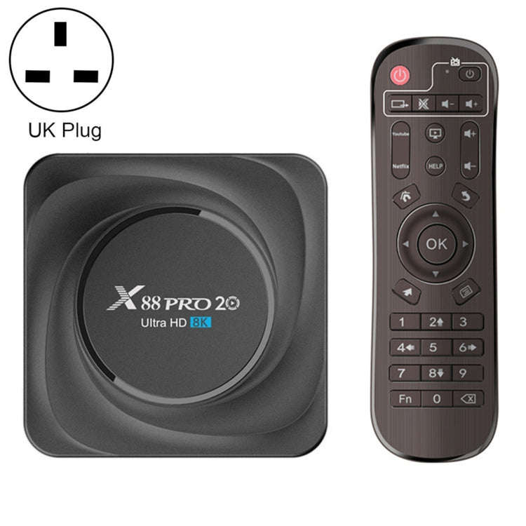 X88 Pro 20 4K Smart TV BOX Android 11.0 Media Player with Infrared Remote Control, RK3566 Quad Co...