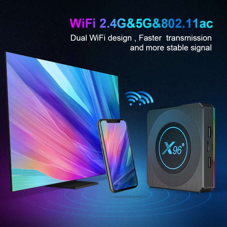 X96 X4 8K Smart TV BOX Android 11.0 Media Player with Remote Control, Amlogic S905X4 Quad Core AR...