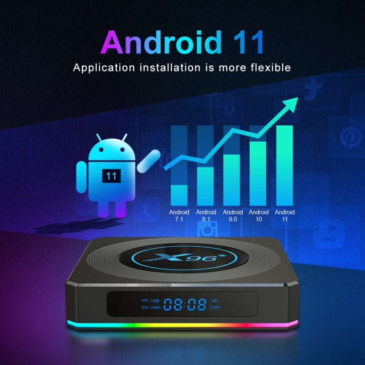 X96 X4 8K Smart TV BOX Android 11.0 Media Player with Remote Control, Amlogic S905X4 Quad Core AR...