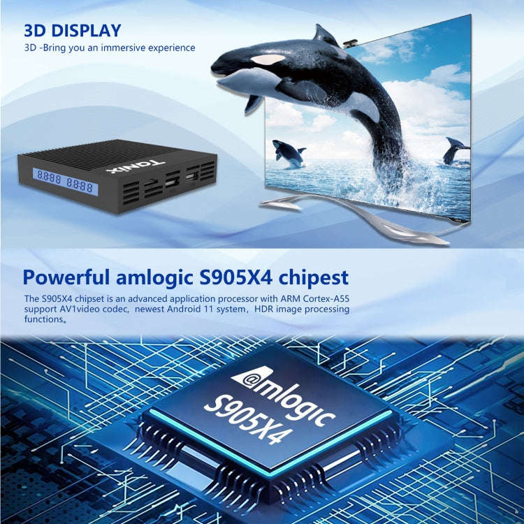 Tanix X4 Android 11 Smart TV Box, Amlogic S905X4 Quad Core, 4GB+64GB, Dual Wifi, BT(EU Plug)