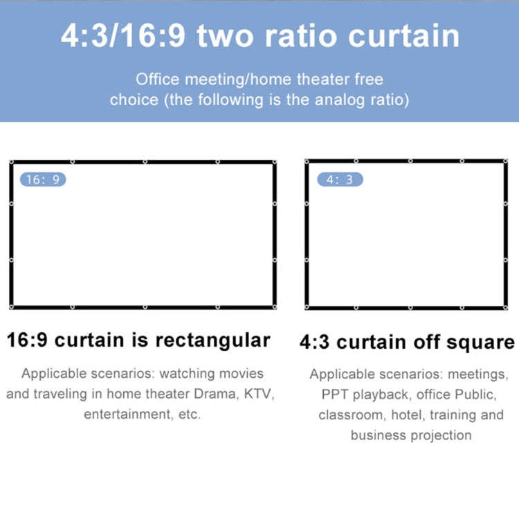 Folding Milk Silk Polyester Projector Film Curtain, Size:100 inch (16:9) Projection Area: 221 x 1...