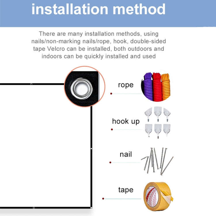 Folding Milk Silk Polyester Projector Film Curtain, Size:100 inch (16:9) Projection Area: 221 x 1...