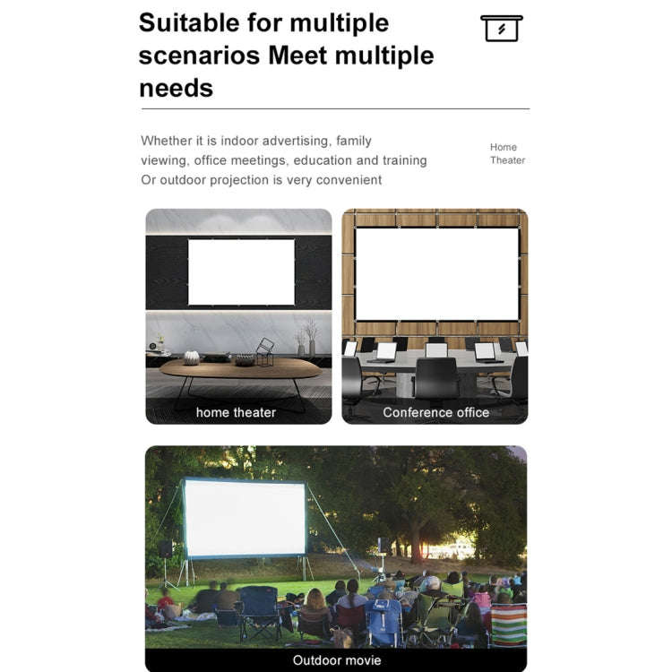 Folding Milk Silk Polyester Projector Film Curtain, Size:100 inch (16:9) Projection Area: 221 x 1...