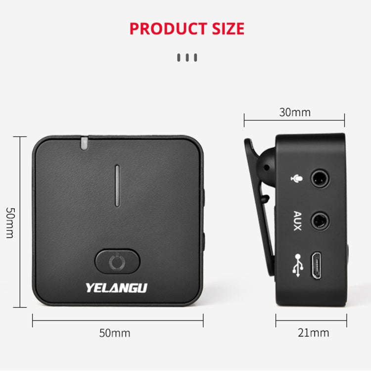 YELANGU MX5 2.4G Live Broadcast Interview Wireless Recording Camera Microphone, 1 Receiver to 1 T...