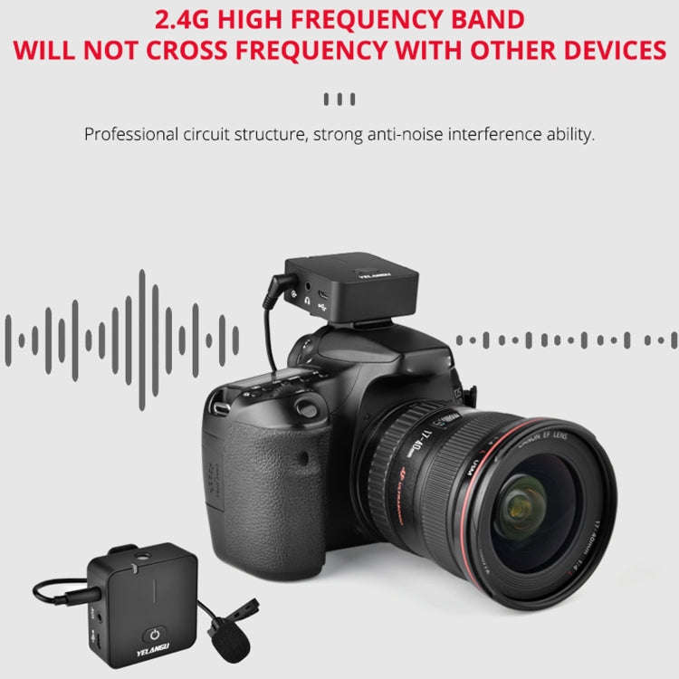 YELANGU MX5 2.4G Live Broadcast Interview Wireless Recording Camera Microphone, 1 Receiver to 1 T...