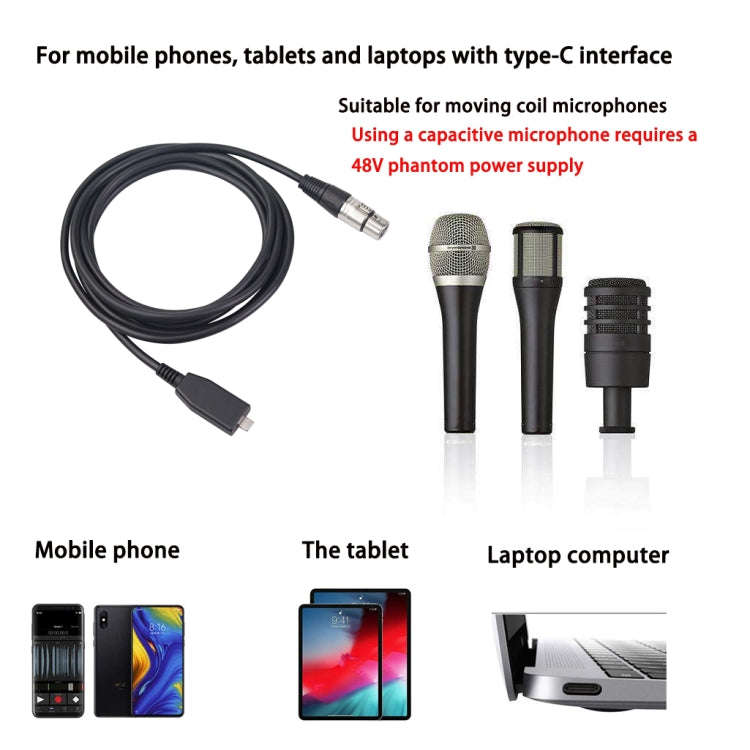 TY18 USB-C / Type-C Male to Cannon Female Microphone Recording Cable, Cable Length:2m