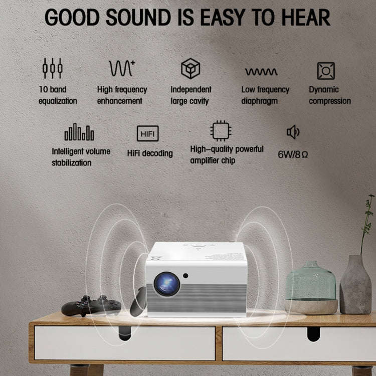 T10 1920x1080P 3600 Lumens Portable Home Theater LED HD Digital Projector, Android Version(White)