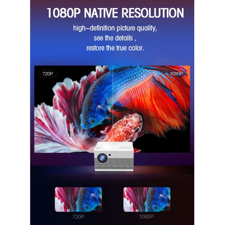 T10 1920x1080P 3600 Lumens Portable Home Theater LED HD Digital Projector, Android Version(White)