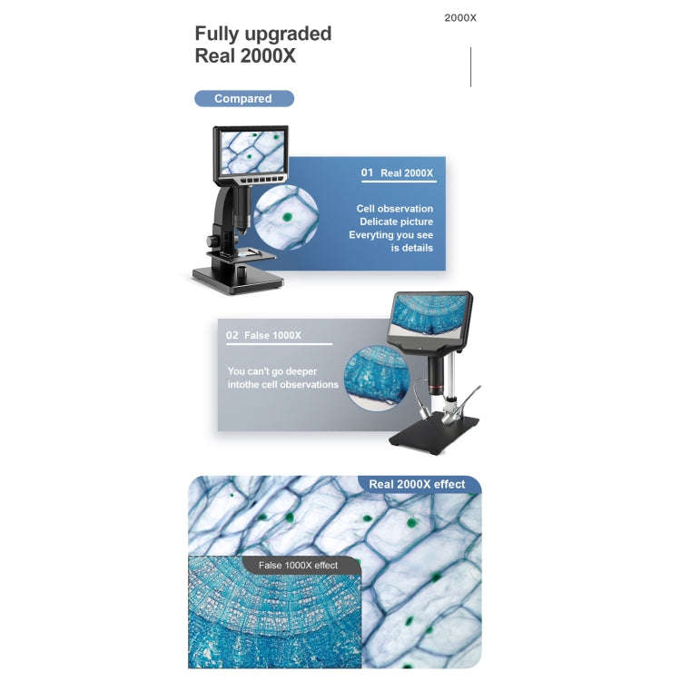 inskam315 7 inch IPS Screen 2000X 12MP HD Digital Microscope