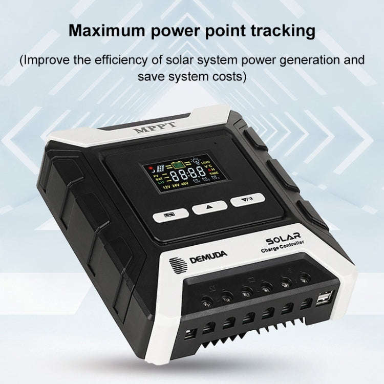 MPPT Solar Controller 12V / 24V / 48V Automatic Identification Charging Controller with Dual USB ...
