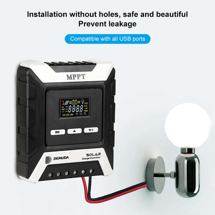 MPPT Solar Controller 12V / 24V / 48V Automatic Identification Charging Controller with Dual USB ...