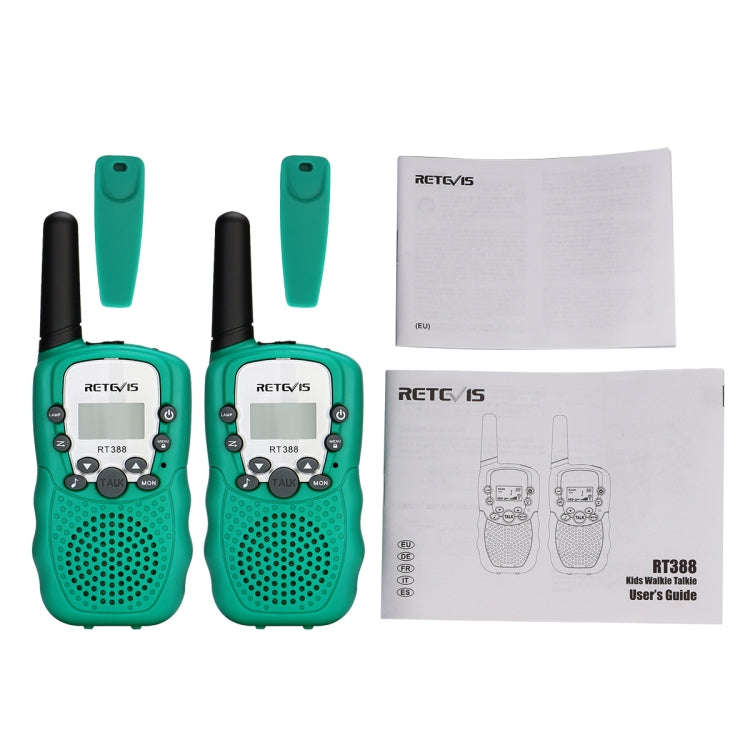 1 Pair RETEVIS RT388 0.5W EU Frequency 446MHz 8CHS Handheld Children Walkie Talkie(Green)