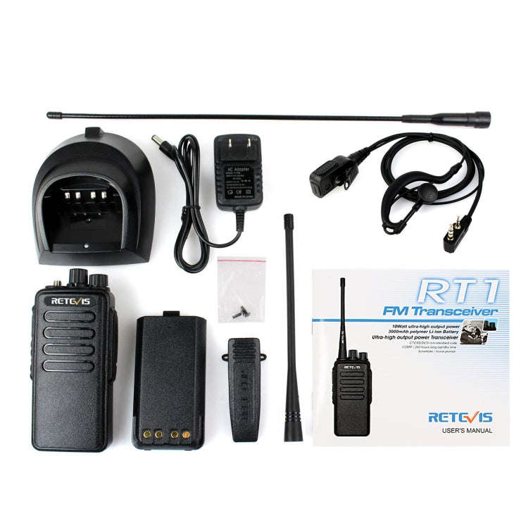 RETEVIS RT1 10W UHF 400-520MHz 16CH Handheld Walkie Talkie, US Plug