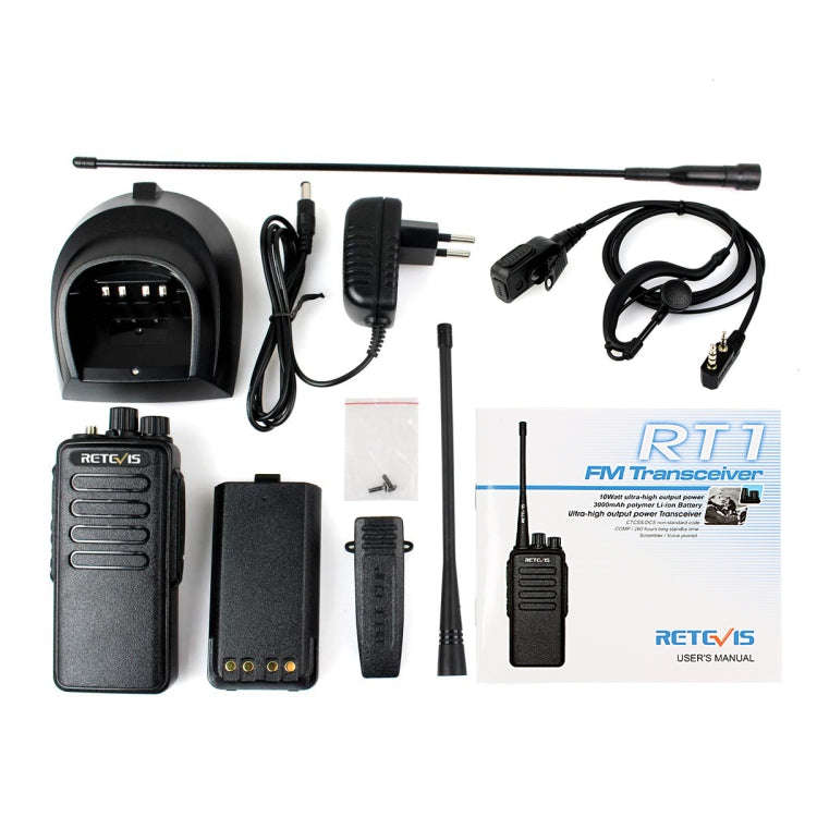 RETEVIS RT1 10W UHF 400-520MHz 16CH Handheld Walkie Talkie, EU Plug