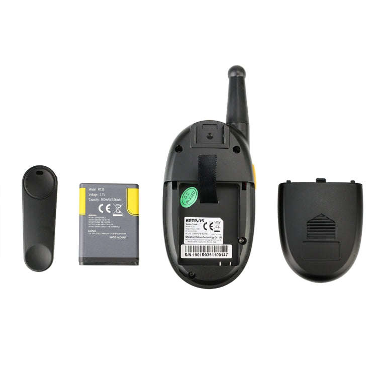 1 Pair RETEVIS RT35 0.5W EU Frequency 446MHz 8CH Handheld Children Walkie Talkie(Black)