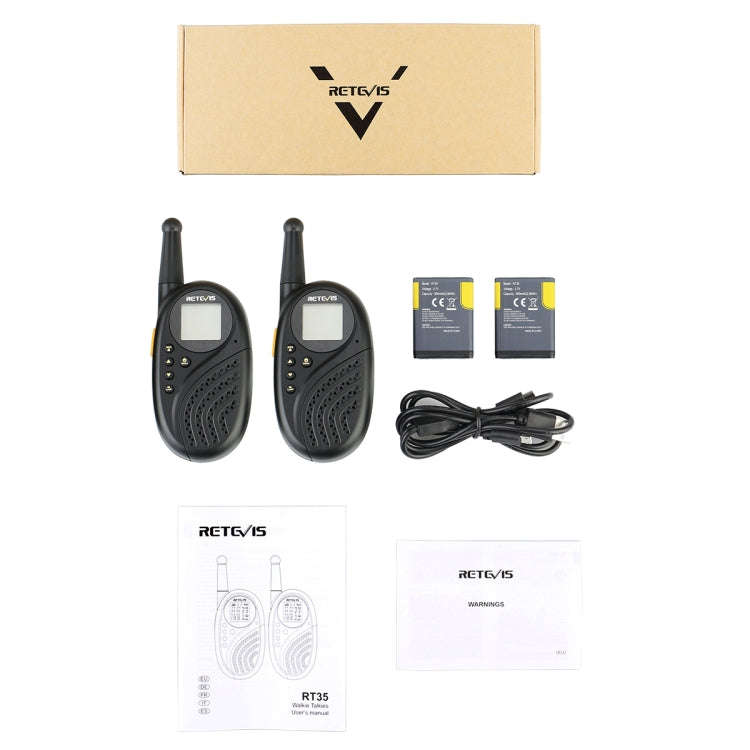 1 Pair RETEVIS RT35 0.5W EU Frequency 446MHz 8CH Handheld Children Walkie Talkie(Black)