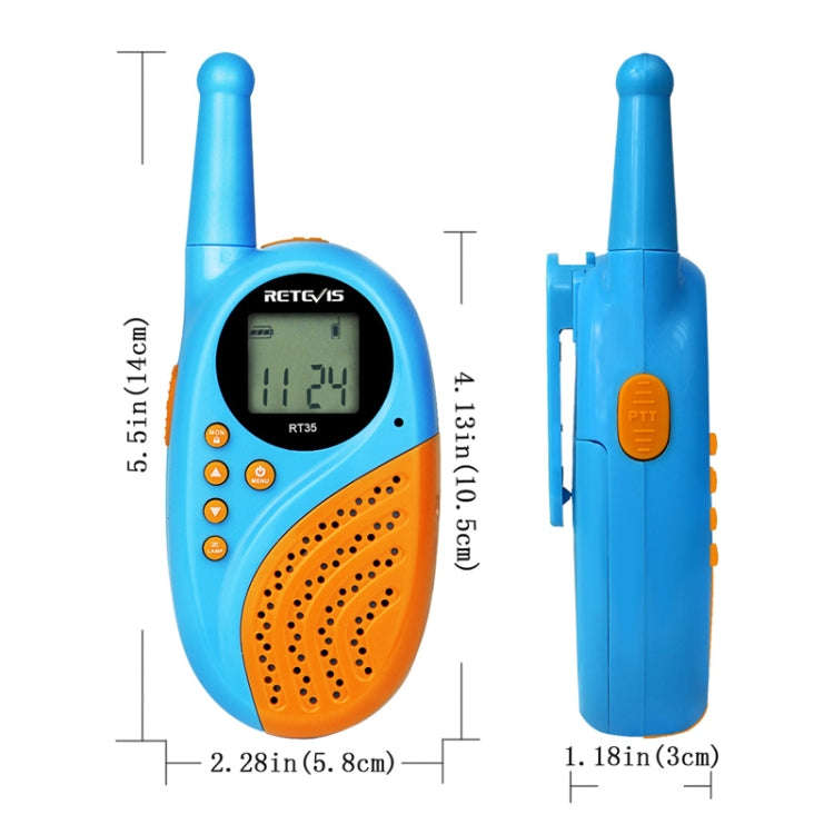 1 Pair RETEVIS RT-35 0.5W EU Frequency 446MHz 8CHS Children Handheld Walkie Talkie(Blue)