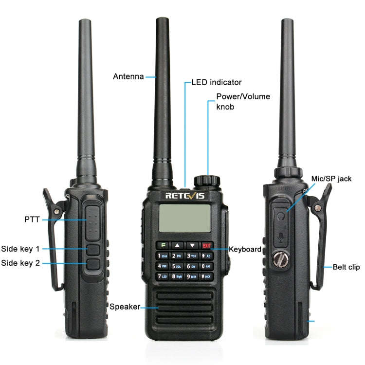RETEVIS RT87 136-174MHz + 400-480MHz 128CHS Waterproof Dual Band DTMF Two Way Radio Handheld Walk...
