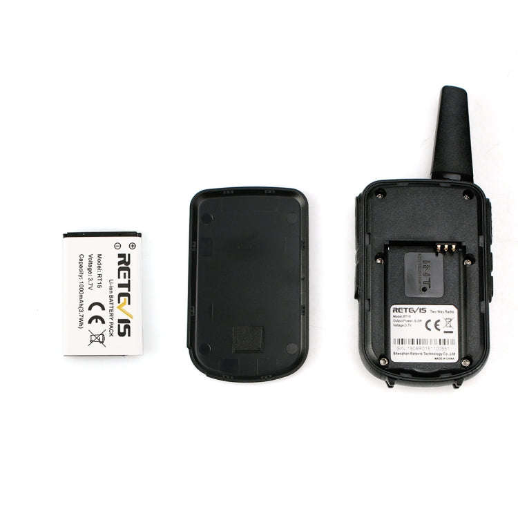 RETEVIS RT15 400-470MHz 16CHS Mini Two Way Radio Walkie Talkie, EU Plug(Black)