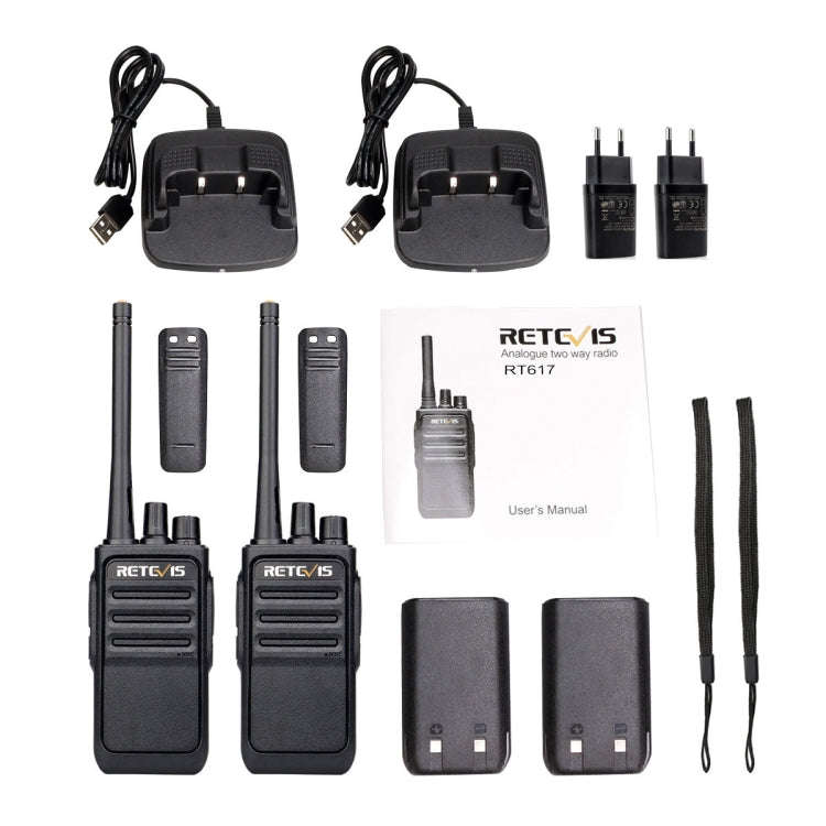 1 Pair RETEVIS RT617 0.5W PMR446 16CHS Two Way Radio Handheld Walkie Talkie, EU Plug(Black)