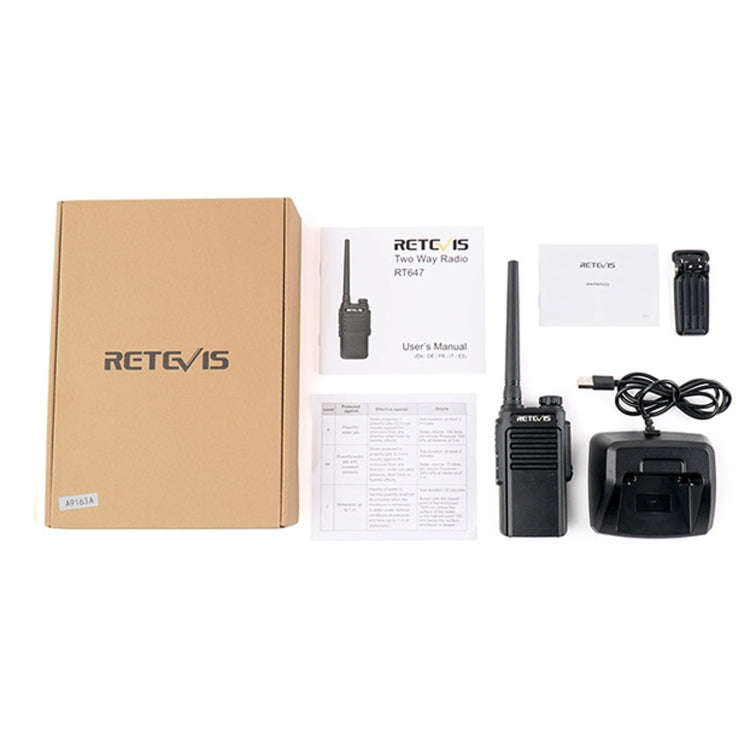 RETEVIS RT47 PMR446 16CHS IP67 Waterproof FRS Two Way Radio Handheld Walkie Talkie, EU Plug(Black)