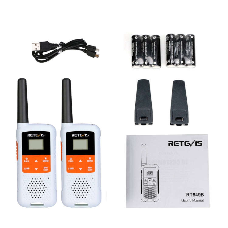 1 Pair RETEVIS RT649B 0.5W EU Frequency 446.00625-446.19375MHz 16CHS Two Way Radio Handheld Walki...