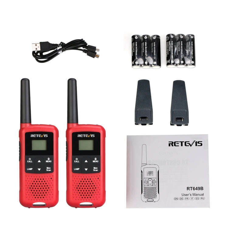1 Pair RETEVIS RT649B 0.5W EU Frequency 446.00625-446.19375MHz 16CHS Two Way Radio Handheld Walki...