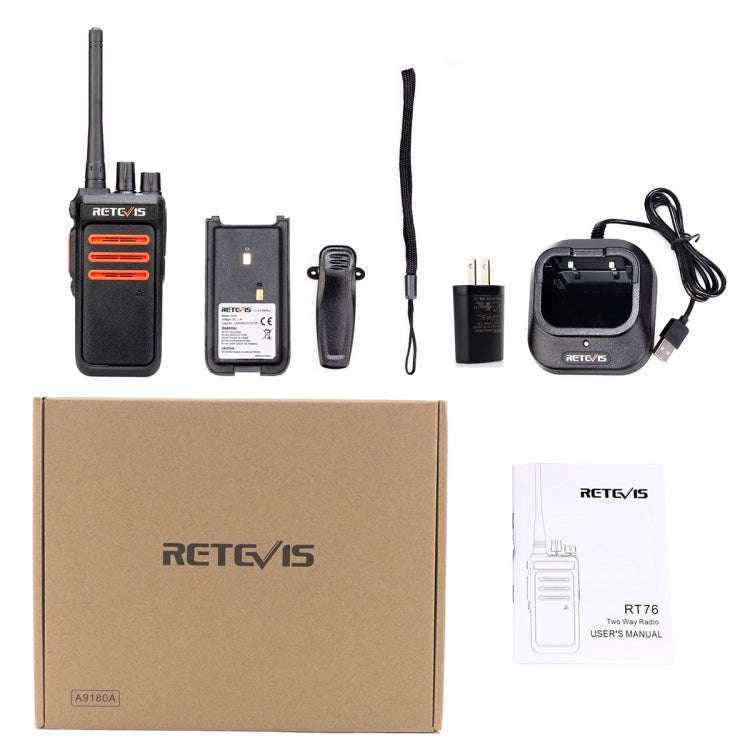 RETEVIS RT76 5W 30CHS GMRS Two Way Radio Handheld Walkie Talkie, US Plug(Black)