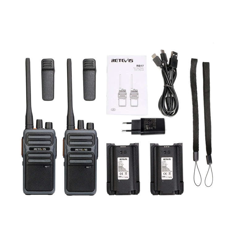 1 Pair RETEVIS RB617 PMR446 16CHS License-free Two Way Radio Handheld Walkie Talkie, EU Plug(Black)