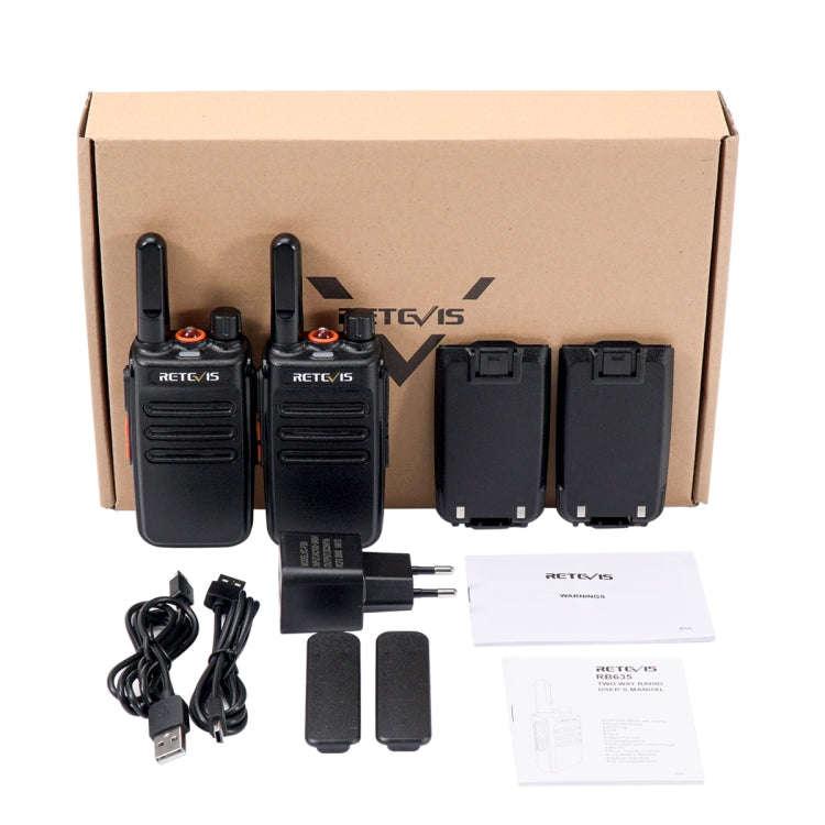 1 Pair RETEVIS RB635 0.5W EU Frequency PMR446 16CHS License-free Two Way Radio Handheld Walkie Ta...