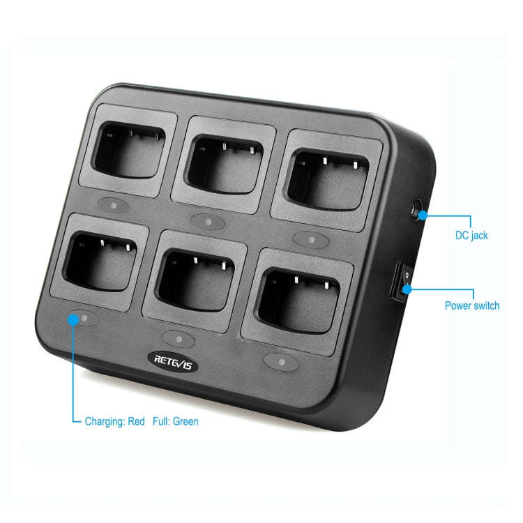 RETEVIS RTC777 Six-Way Walkie Talkie Charger for Retevis H777, EU Plug