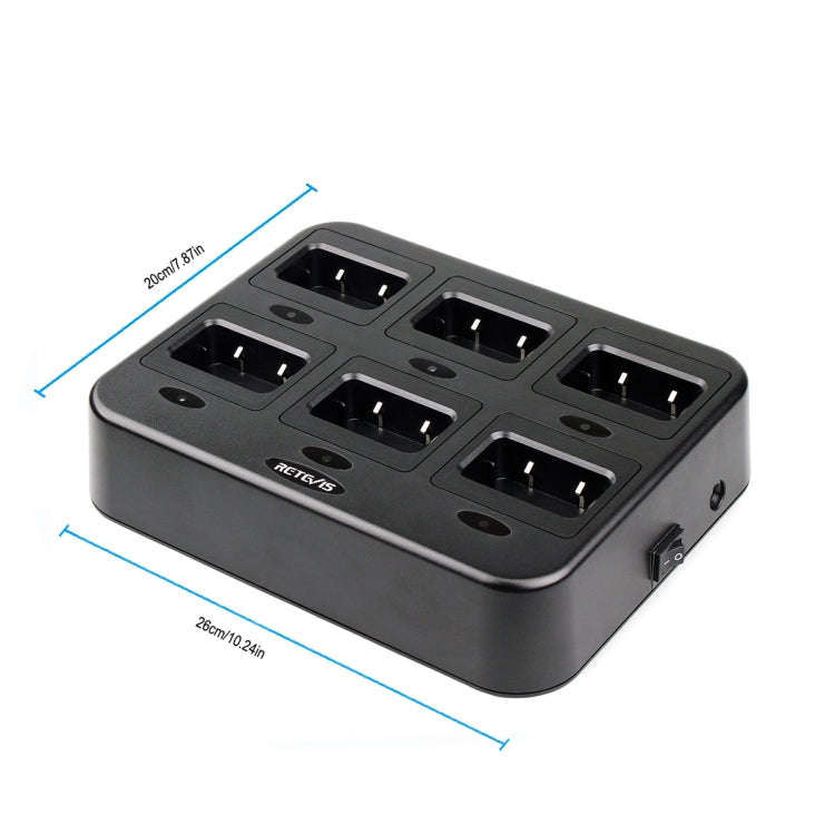 RETEVIS RTC21 Multi-function Six-Way Walkie Talkie Charger for Retevis RT21/RT24, EU Plug