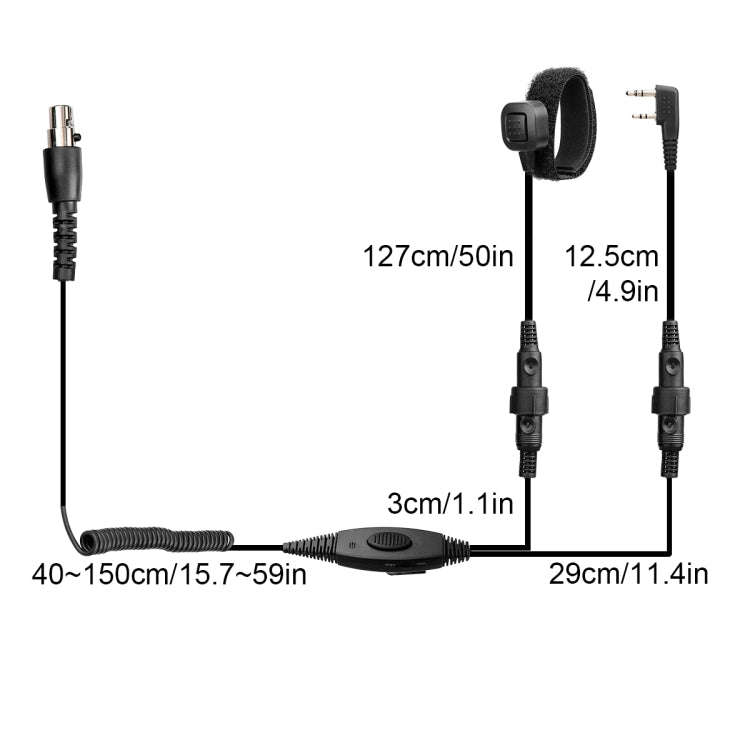 RETEVIS EH050K 2 Pin Adjustable Volume Noise Reduction Aviation Headphone Microphone with Finger PTT