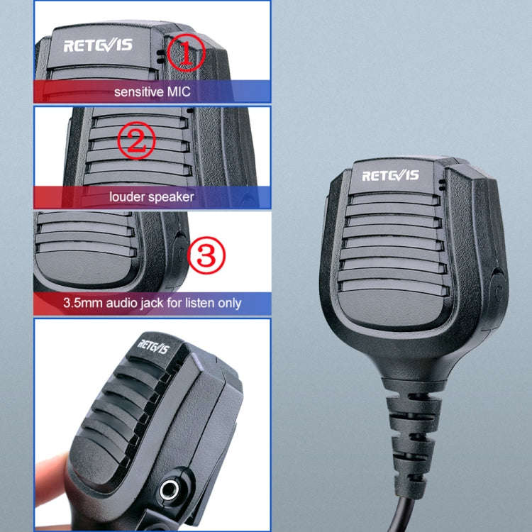 RETEVIS HM004 IPX5 Waterproof 2 Pin Motorcycle Speaker Microphone for Motorola GP68/GP88/GP300/ G...